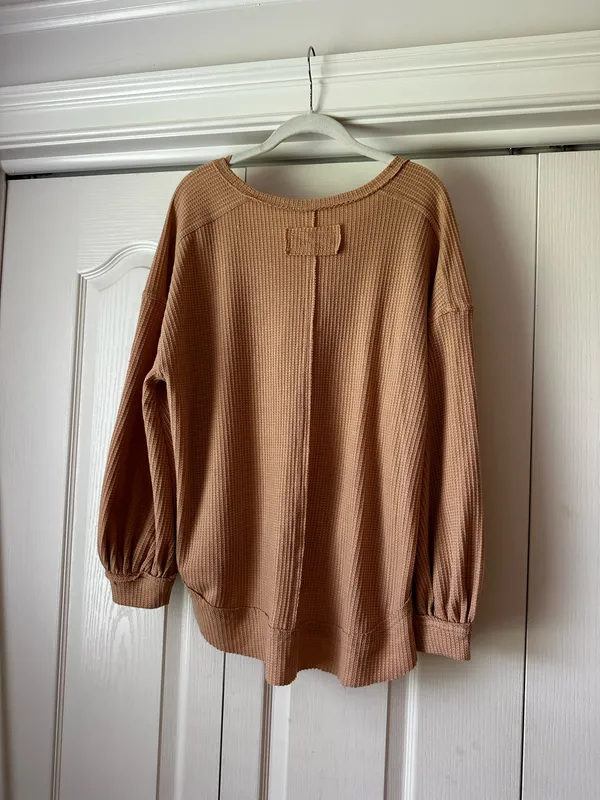 Ten waffle weave pullover top Brown Size M - Image 2