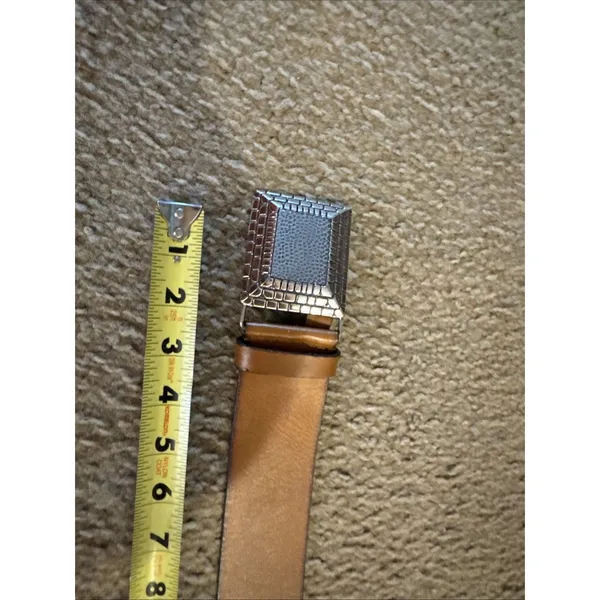 Chico's Women's Wide Leather Belt Brown Size M Big Buckle - Image 6