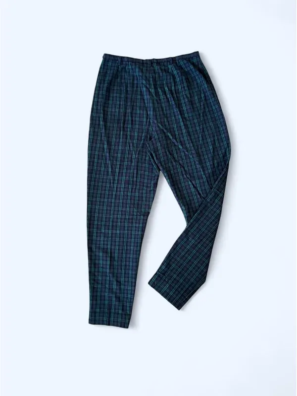 Vintage 90s Gap Navy Green Plaid Dark Academia Old Money Pants size 14 💚 - Image 4