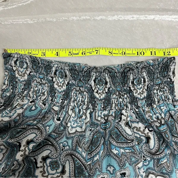Earthbound Trading Co S Blue White Paisley Flared Leg Pants Womens Wide - Image 4