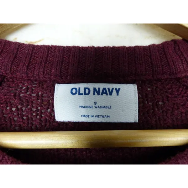 Old Navy Textured Knit Tunic Sweater Women S Burgundy Cotton Crew Cozy Relaxed - Image 6
