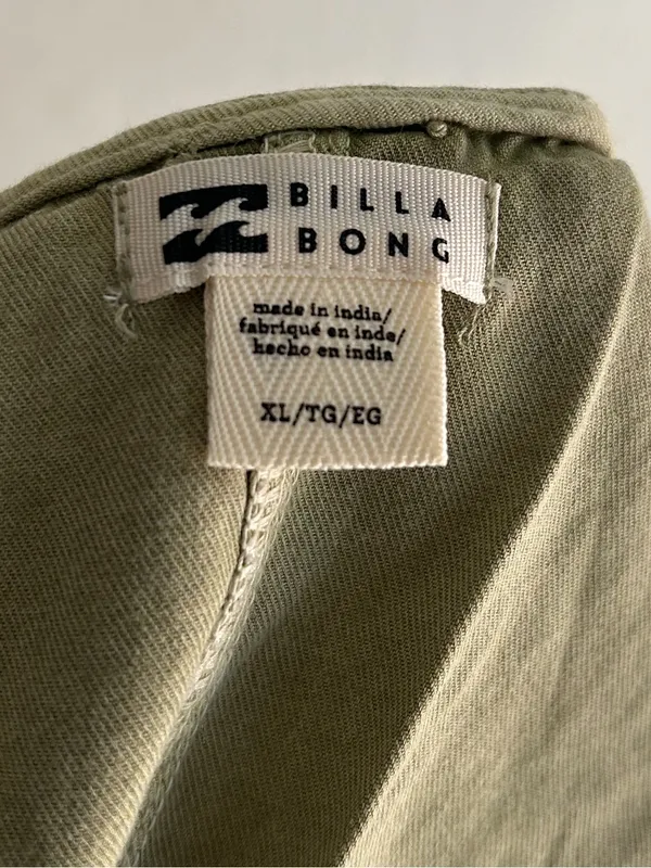 Billabong Beach Cruiser Playsuit Olive Green Wide Leg Jumpsuit XL - Image 5