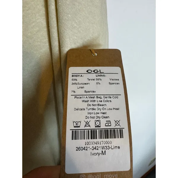NWT OGL Move Ivory Lime Ruched Waist Flowy Maxi Skirt Size Medium Stretch - Image 5