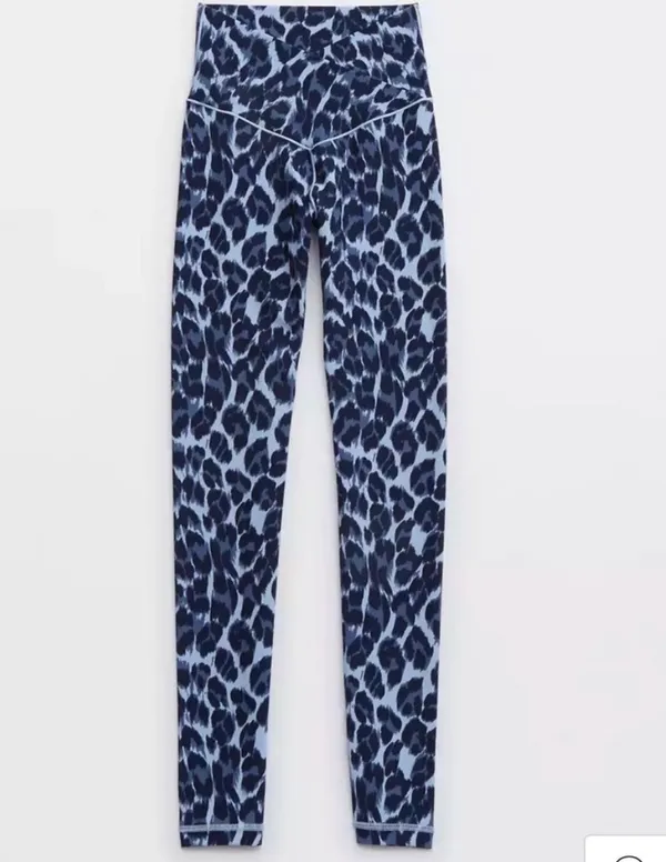 NWT Aerie Offline Blue Cheetah Print Crossover Leggings - Image 4
