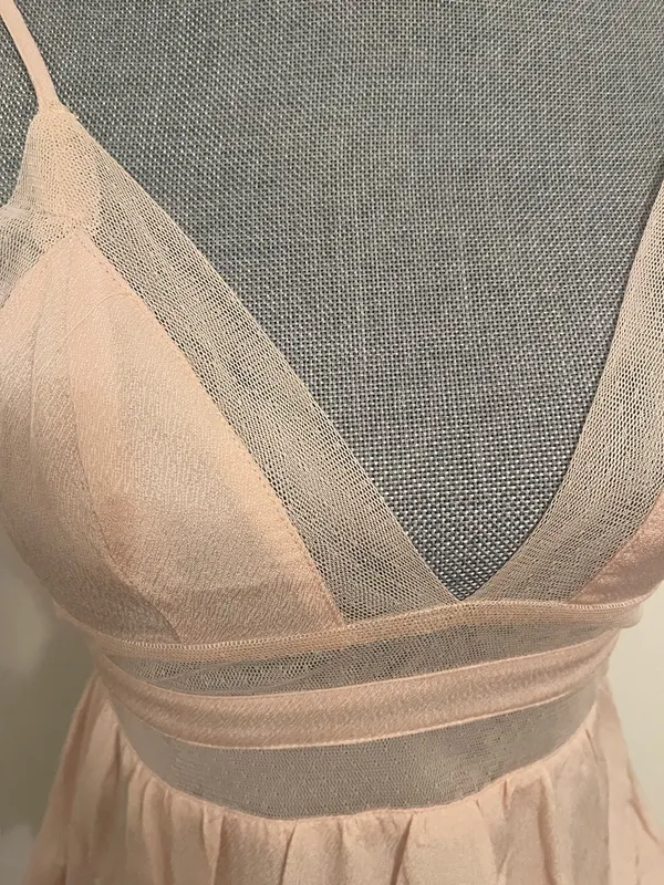 Delicate Peach Mesh Bralette Peplum Top . Size S Pink - Image 2