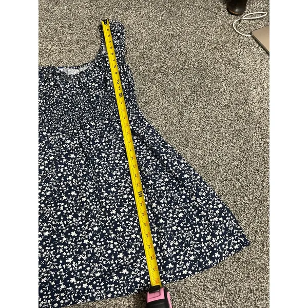 Old Navy Blue Waist-Defined Floral Mini Short Sleeve Dress M - Image 6