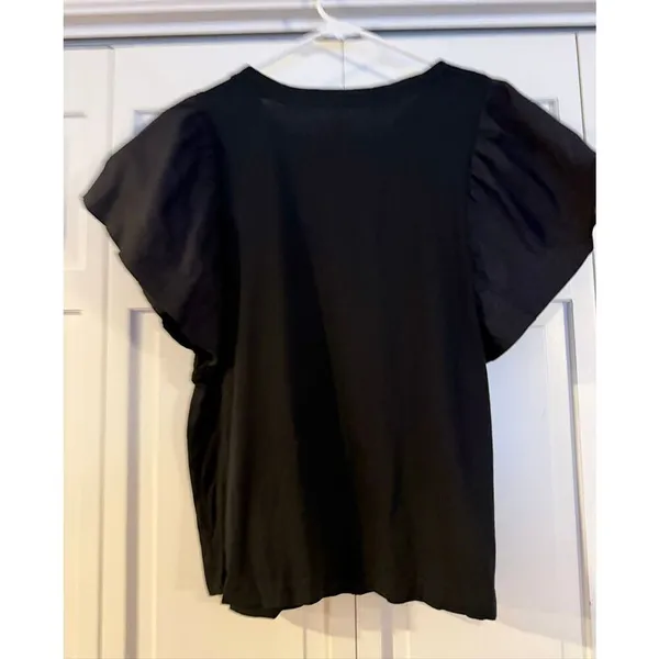 Old navy black flutter sleeve combo top size large - Image 5