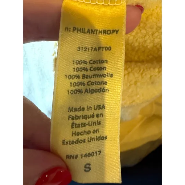 n:PHILANTHROPY Reeves‎ Sweatshirt Women Small Yellow Crop Distressed Streetwear - Image 14