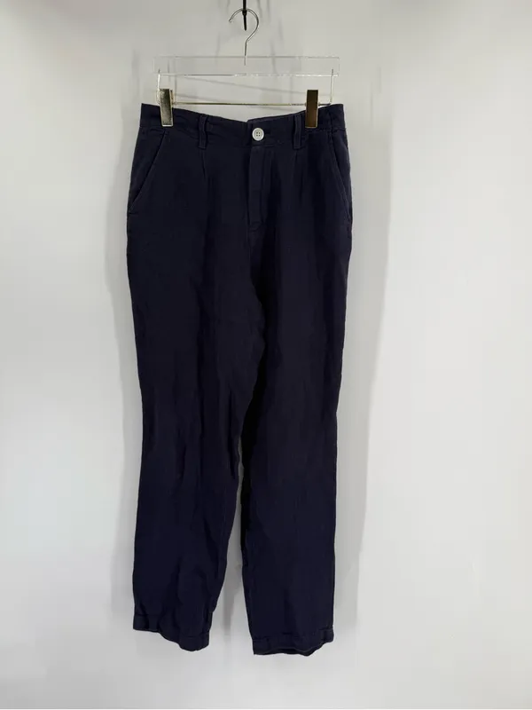 ALEX‎ MILL Linen Straight-Leg Trousers in navy size 2 - Image 3