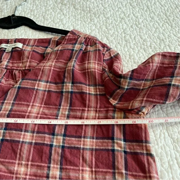 ✨ Madewell‎ V-Neck Button-Down Shirt in Stratfield Plaid Pink Small - Image 10