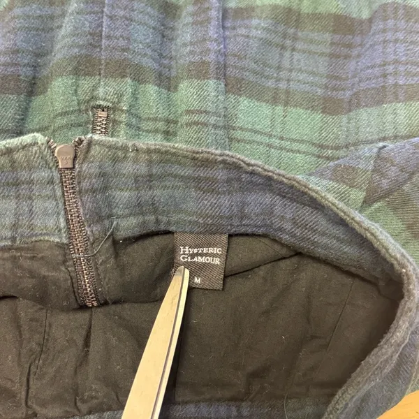 Hysteric Glamour Dark Academia Plaid Circle Pleated Mini Skirt Teal Navy‎ Medium - Image 7