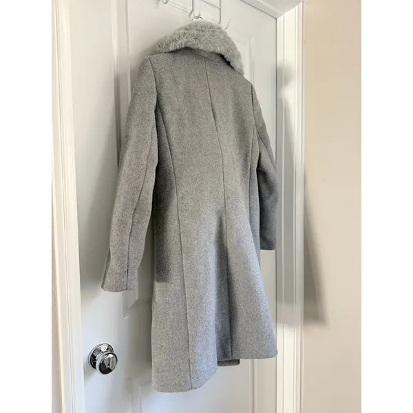 Club Monaco Evangah Wool Coat Heather Grey Small Vintage‎ Faux Fur Slavic - Image 9