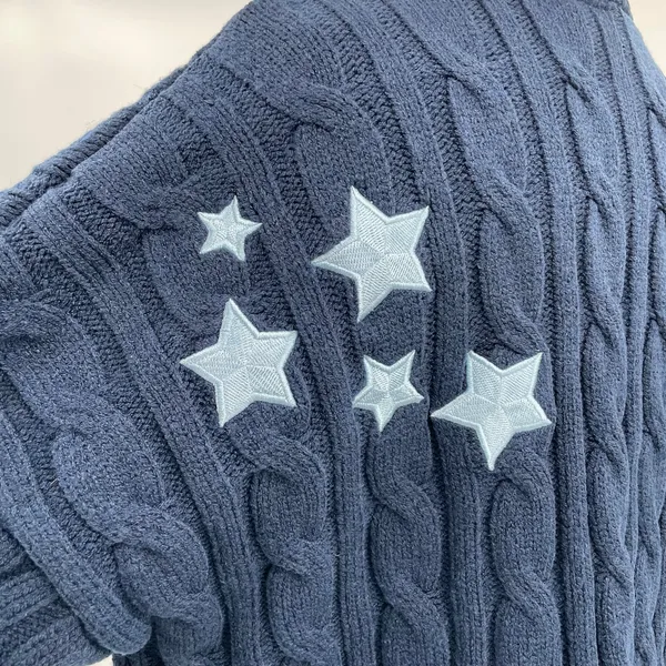 Taylor Swift Cardigan Midnights Album Navy Blue Stars Cozy Sweater Size M / L - Image 5