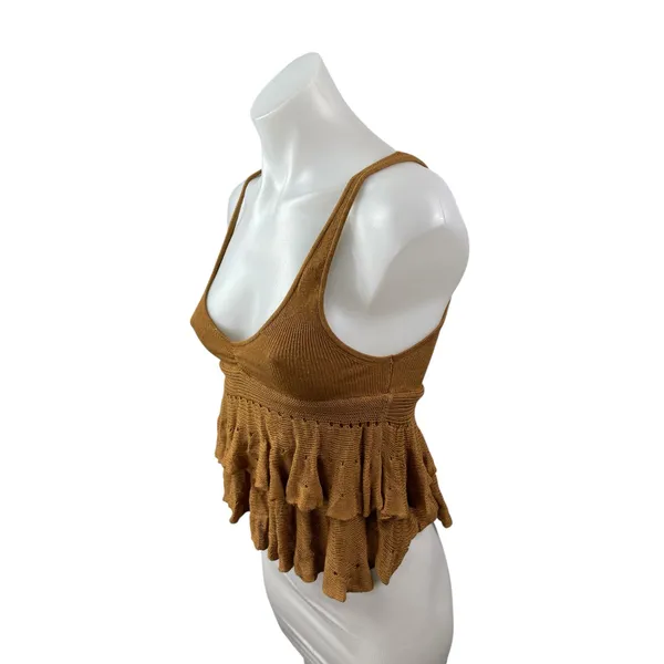 Urban Outfitters Kimchi Blue Callie Ruffle Brown Sleeveless Sweater Tank Top XS - Image 2