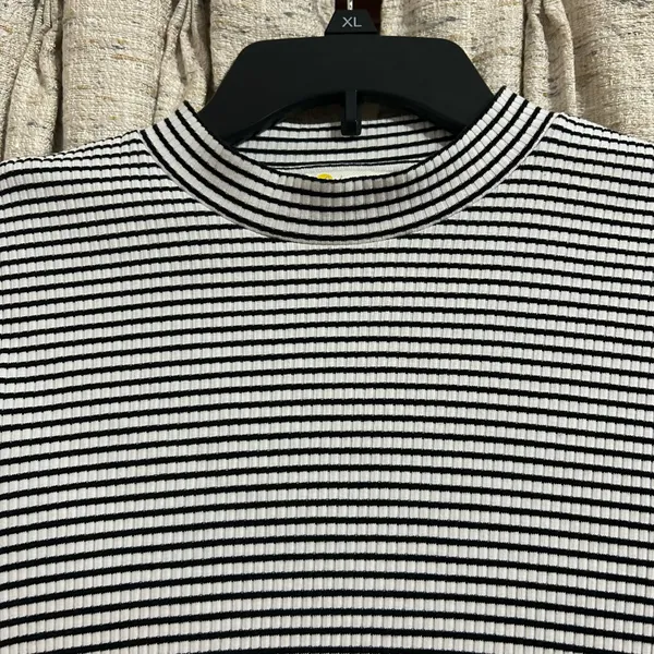 Boden High Neck Cropped Stripe Ribbed Pullover  - Image 2