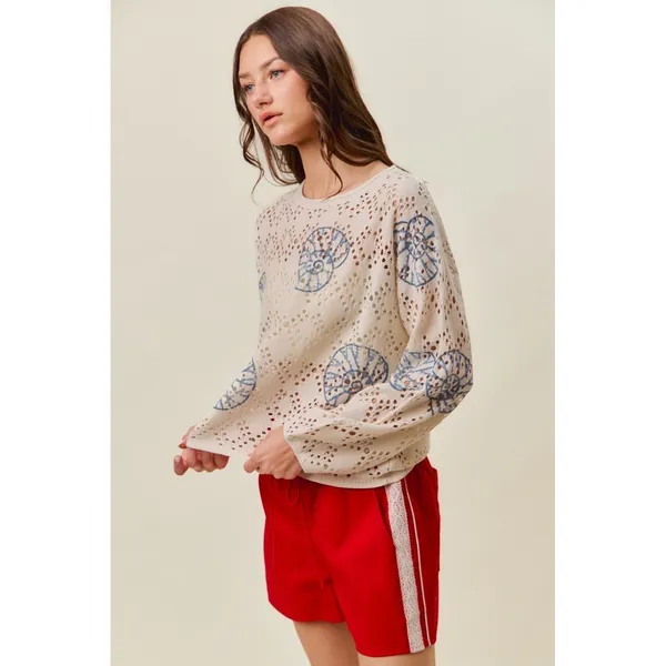 SO ME Seashell Lightweight Sweater Top - Image 9