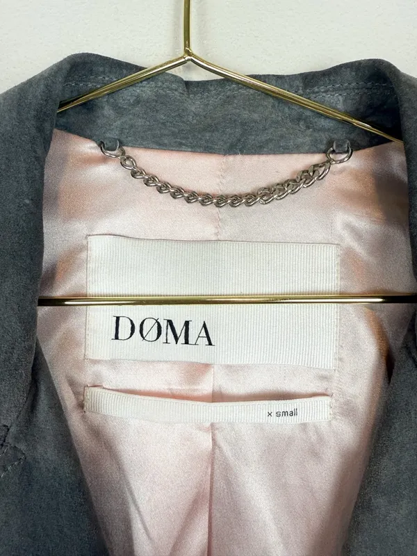 Doma Gray Suede Moto Jacket Size Small - Image 6