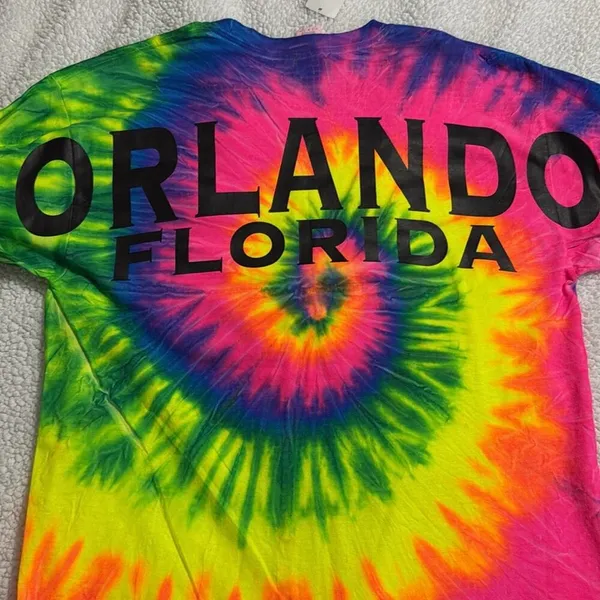 GILDAN size large multi color Tie-Dye Long Sleeve Shirt Orlando Florida beachy - Image 5