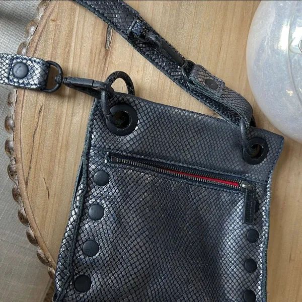 Hammitt Tony Smallolivine Snakeskin Leather Crossbody Blue Haze - Image 16