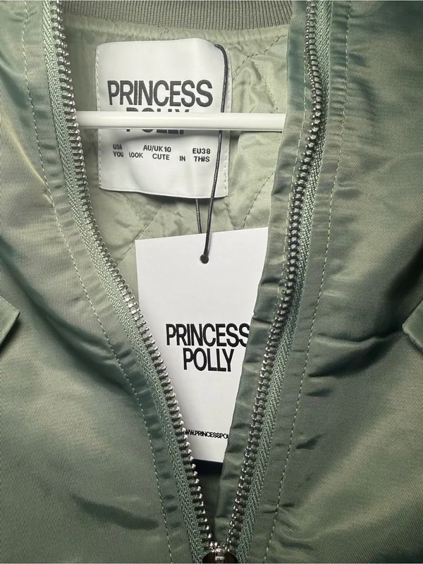 Princess Polly Thalya Green Cropped Bomber Jacket Women’s US 6 NWT - Image 4