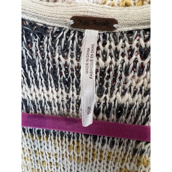 Free People Boho Rope Tie Side Hooded Tunic Sweater Oversized‎ Size S - Image 6