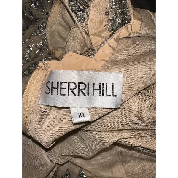 Sherri Hill Floor Length Gown Nude Rhinestones Sequins Size 10 54396 - Image 16