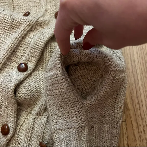 VNTG Marisa‎ Christina Double Breasted Chunky Knit Silk Wool Cardigan Women’s L - Image 9