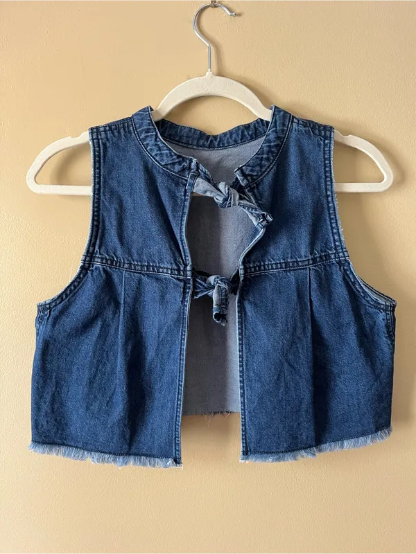 Pilcro Dark Blue Denim Cropped Shell Top - Image 7