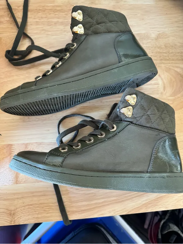 ALDO Elza Olive Green Quilted High-Top Fashion Sneakers / Boots W US 7 - Image 7