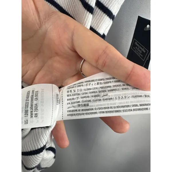 Women’s Abercrombie & Fitch Large White & Black Striped Bodysuit - Image 6
