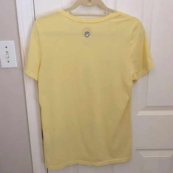 “Half Full” Wine Glass V-Neck Yellow Short Sleeve T-Shirt - Image 5