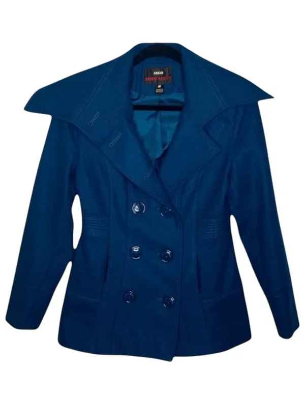 Miss Sixty ☻︎ Wool Double Breasted Pea Coat w/ Stitch Detail ☻︎ Aegean Blue ☻︎ S - Image 2