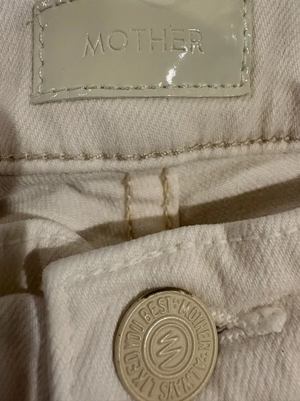 Mother cropped ankle frayed jeans white sz 26 - Image 6