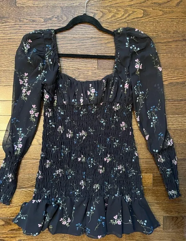 For Love and Lemons Dixon Mini Dress Black Floral - Image 7