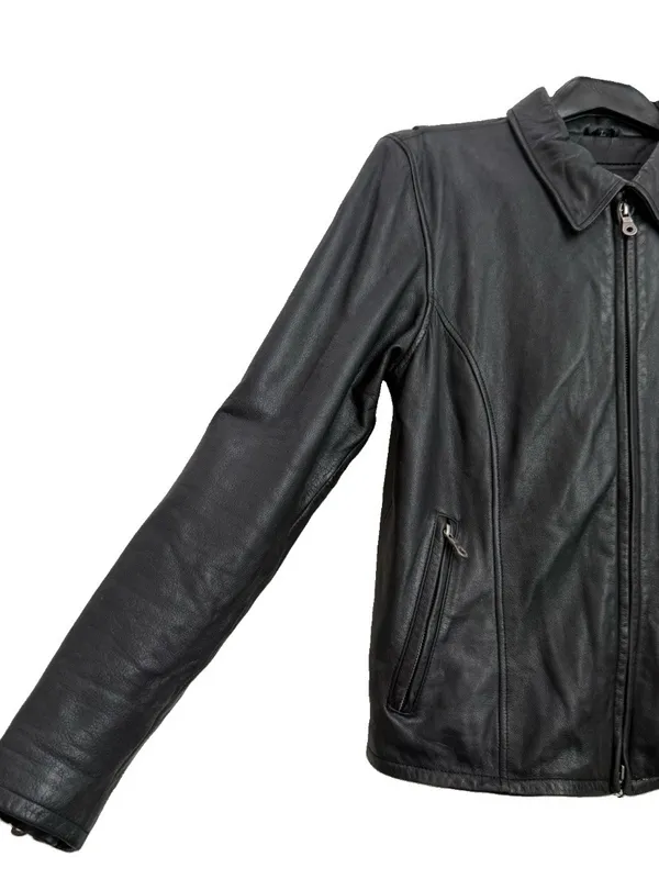 Vintage HARLEY DAVIDSON Black Leather Ruched Motorcycle Jacket Women’s Size L - Image 4