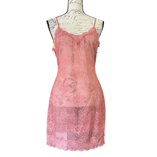 Victoria's Secret Floral Sheer Lace Chemise Slip Lingerie Pajama Nighty Large - Image 2