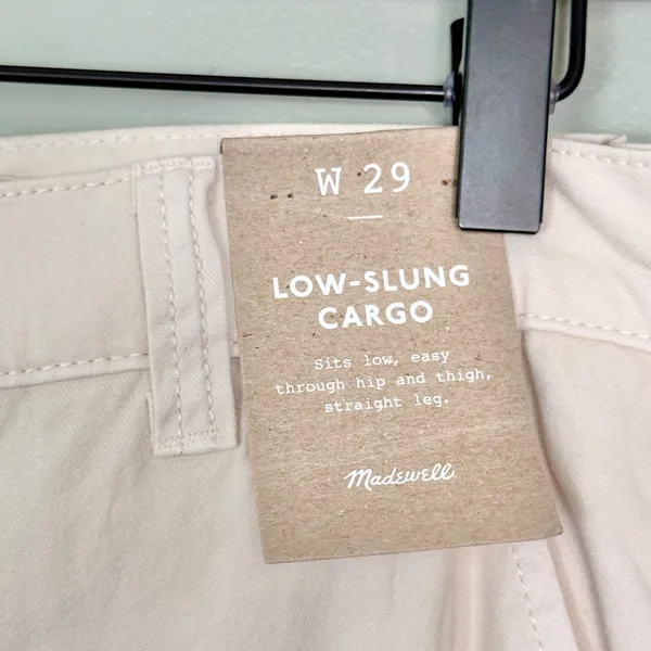 NWT Madewell Garment Dyed Low Slung Straight Cargo Pants Vintage Linen Beige 29 - Image 11