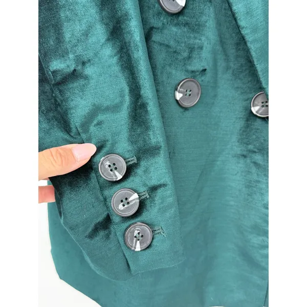 Free People Velvet Ashby Double Breasted Blazer Emerald Green XS Holiday - Image 8