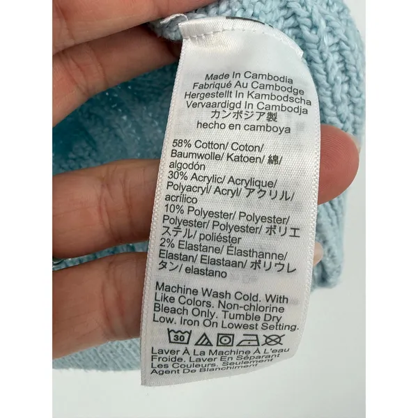 J.Crew Women’s Cable Knit Roll Neck Sweater Light Blue Size Small Cotton Blend - Image 6