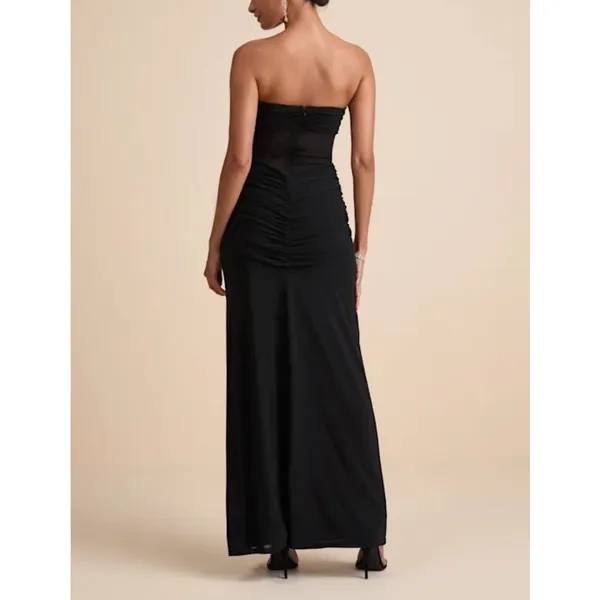 Lulu’s Maxi Dress Mesh Strapless Ursella Size S Black - Image 7