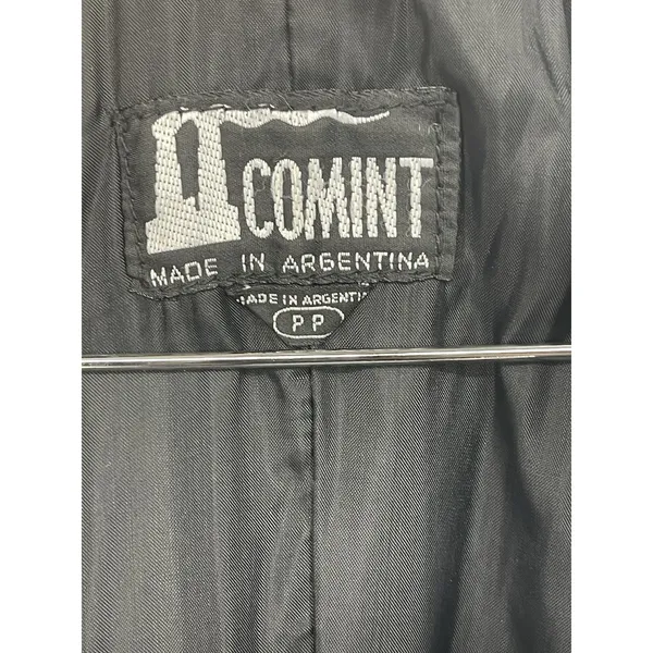 Vtg WOMENS COMINT LONG‎ BLACK LEATHER COAT SIZE Medium - Image 3