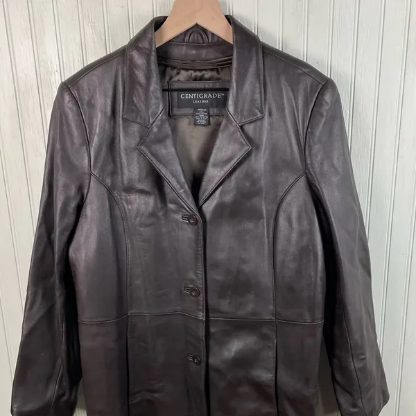 Vintage 90s Y2K Centigrade Leather Trench Coat Womens Size Medium Zip Out Lining - Image 4