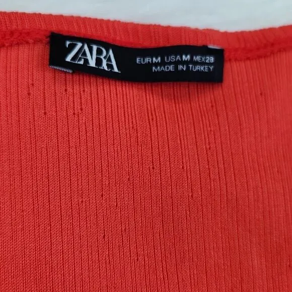 Zara NWOT Sleeveless Front Knot Dress in Red Medium‎ - Image 5