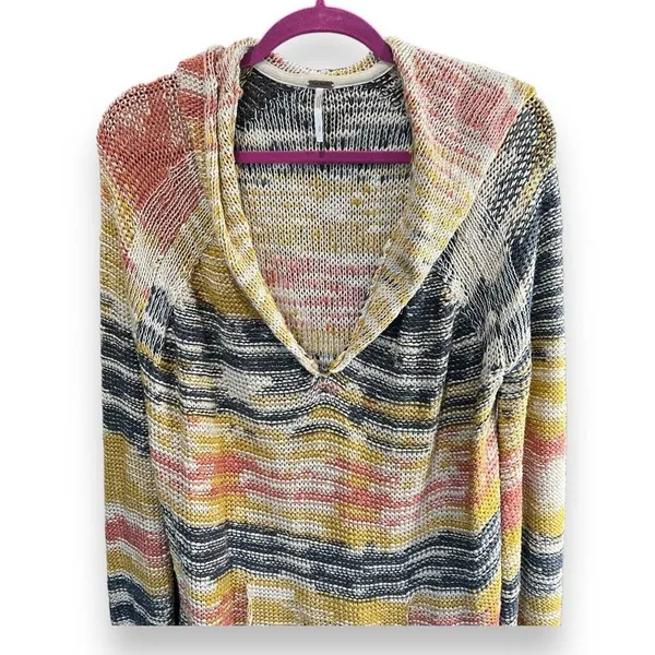 Free People Boho Rope Tie Side Hooded Tunic Sweater Oversized‎ Size S - Image 2