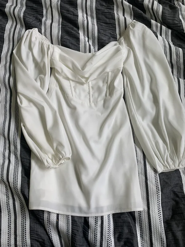 Princess Polly Lillie Long Sleeve Mini Dress in White - Image 2