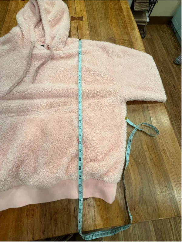 UGG Loyra Sherpa Hoodie Light Pink Plush Teddy Fleece Pullover Sweatshirt XL - Image 11