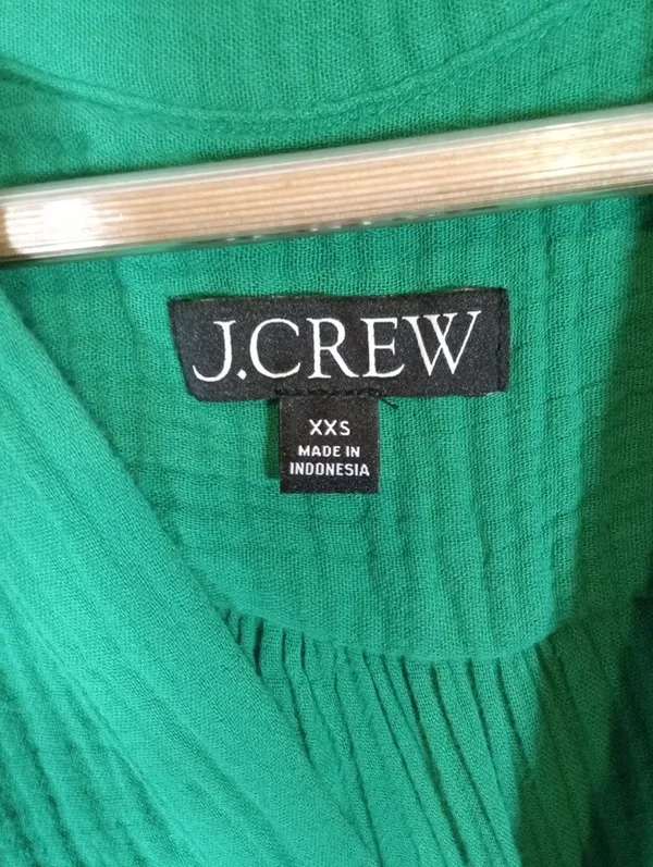 J. Crew Soft Gauze Short Sleeve V Neck Popover Cotton Crinkled Womens XXS - Image 2