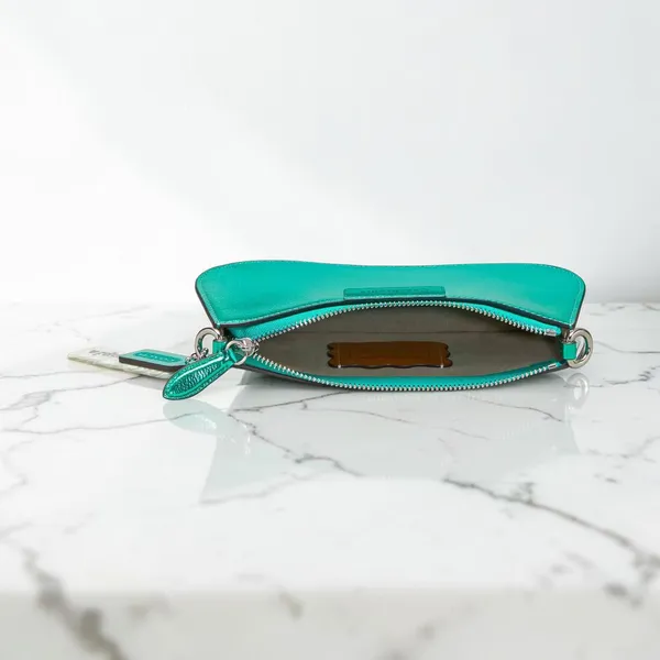 Coach Coachtopia Small Wavy Shoulder Bag Metallic Green Leather NWT CU873 New - Image 4