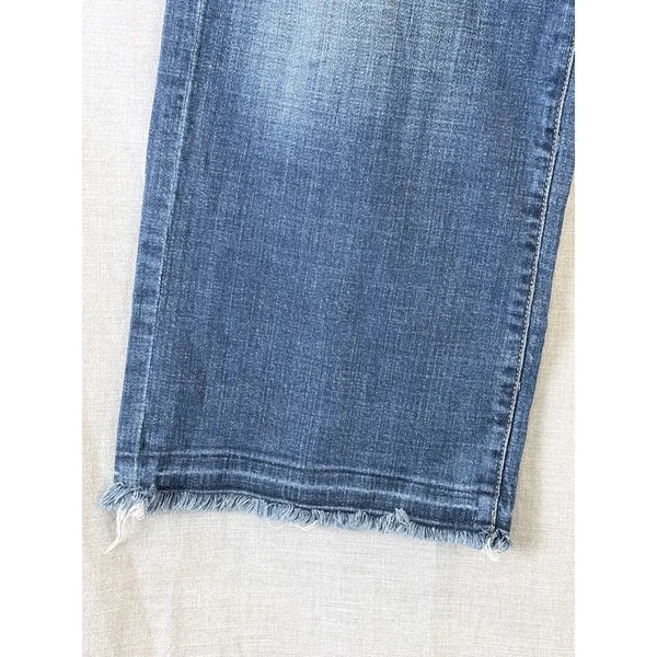 7 For All Mankind Cropped Wide Leg Jeans Women Blue Frayed Hem 28‎ - Image 7