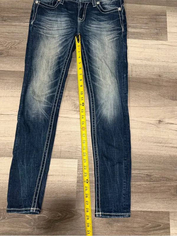 Miss Me Womens Low Rise Skinny Jeans Distressed Flap Pockets Size 26 - Image 4
